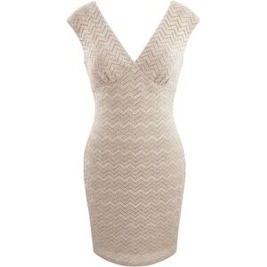 Marina Gold Lace Chevron Sleeveless V Neck Cocktail Party Dress Size 10 New Glam